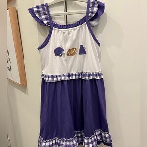 Purple and White Football Clover Cottage Dress